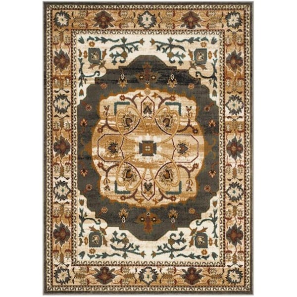 Flowers First 5 ft. 1 in. x 7 ft. 6 in. Summit Power Loomed Area Rug, Grey & Ivory - Medium Rectangle FL2149543 - main